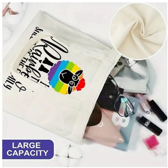 Rainbow Sheep of the Family Shopping Canvas Tote Bag - Picture 3 of 4